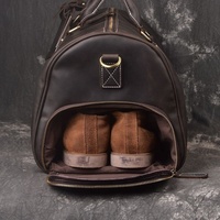 Bolsa de Viaje de Cuero Genuino Hecha a Mano con Logotipo Personalizado, Bolsa de Deporte de Lujo para Hombre, Horsekraft al por Mayor, Bolsa de Viaje de Gran Capacidad