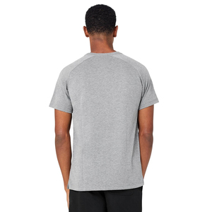 T-shirt à manches courtes pour homme, gris, col rond, coupe classique, séchage rapide, tissu en toile écologique respirant, couleur unie, style décontracté, 100% coton - Product Image 3