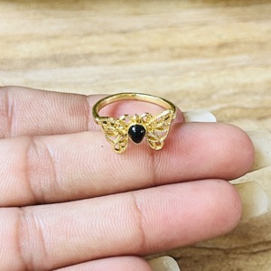 Hot Selling Trendy Butterfly Shape Brass <b>Ring</b> Gold Plated Black Onyx Modern <b>Ring</b> <b>Statement</b> Dainty <b>Ring</b> Wholesale <b>Ring</b> For Women - Product Image 4