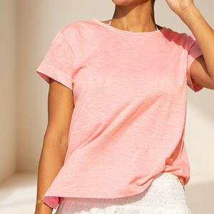 Camiseta informal de manga corta con cuello redondo y color liso para mujer |   Camiseta Básica Suave y Transpirable para Uso Diario XS - Product Image 4