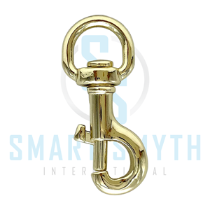 Clip à pression en laiton massif finition naturelle avec œillet pivotant pour équipement équestre, laisse, sangle et accessoires d'écurie - Product Image 1
