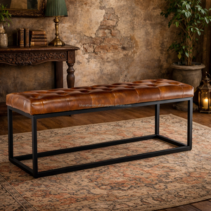 Banc rembourré en cuir de luxe, sièges confortables, construction robuste, design moderne élégant, parfait pour le couloir, le salon - Product Image 2