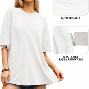T-shirt de luxe pour femme de haute qualité, 100 % coton épais et couleur unie, broderie personnalisée surdimensionnée pour le fitness et l'été - Product Image 6