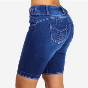 2025 High Quality Breathable Denim Shorts for Women High Waist Elastic Waist Casual Cotton <b>Booty</b> Shorts in Reasonable Rates - Product Image 3
