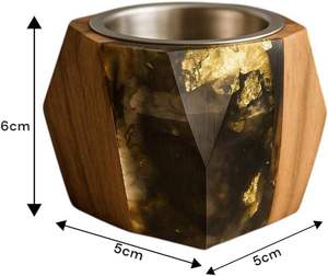 Luxury Hexagonal Wood and Resin <b>Bakhoor</b> Burner Geometric Incense Censer with Stainless Steel Bowl for <b>Oud</b> and Frankincense - Product Image 6