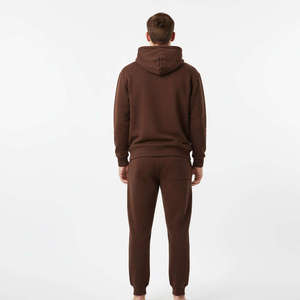 Survêtement à capuche marron pour homme, en coton, coupe décontractée, couleur unie, poches latérales, coupe régulière, hiver, design 2 en 1 - Product Image 4