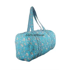 กระเป๋าผ้าฝ้ายอินเดียทำมือ 100% ลายควิลท์ วินเทจ สำหรับฤดูใบไม้ร่วง สไตล์โบโฮ ใช้สำหรับโยคะ ยิมนาสติก หรือใส่ของจุกจิก ดีไซน์เนอร์ ขนาดใหญ่ - Product Image 3