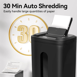 Déchiqueteuse de papier à alimentation automatique robuste pour 250 feuilles, 60 min sans arrêt, niveau de sécurité P5, pour bureau commercial et usage domestique, micro-déchiqueteuse CU - Product Image 2