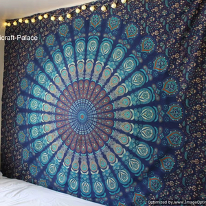 Manta de Playa de Algodón de Alta Calidad con Diseño de Mandala Hindú, Elefante, Estilo Hippie Bohemio, Lavable, Tapiz Impreso para Colgar en la Pared, Personalizable - Product Image 1