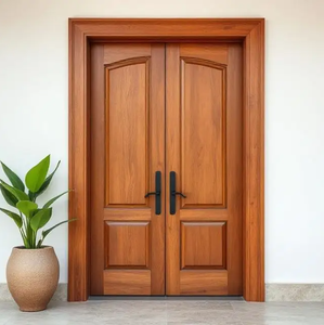 Puerta de Entrada de Madera Sólida de Roble y Teca de Primera Calidad para Uso Exterior en Villas, Estilo Minimalista, Alta Durabilidad, Aislamiento Acústico Interior - Product Image 6