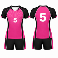 Ensemble d'uniformes de volley-ball personnalisés en polyester sublimé pour femmes, respirant, maillot à manches courtes, short à taille élastique, col rond, athlétique