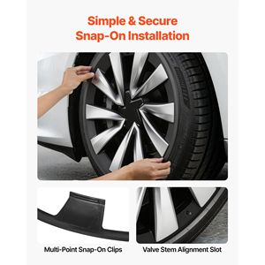 2025 Tesla Model Y Hubcaps 20 Inch Snap C <b>Wheel</b> Covers OEM Style 4-Rim Cap Set R20 Size <b>Replacement</b> <b>Wheel</b> Caps - Product Image 4