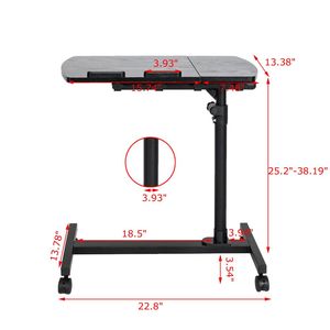 Scrivania per computer multifunzionale con sollevamento su superficie piana a quattro ruote, nera XH - Product Image 6