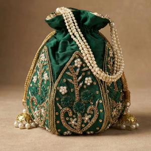 Bolso Potli con Cordón y Bordado de Cuentas, para Fiestas, Bodas, Joyería y Cosméticos - Product Image 3
