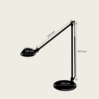 Lámpara de Escritorio LED Minimalista de Doble Brazo con Atenuador Táctil y Anillo de Luz para Oficina - Diseño en Aleación de Aluminio Gris