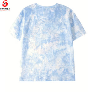 T-shirt vierge personnalisable à col rond respirant pour femme, avec logo imprimé sur mesure, style tie-dye tendance, toutes saisons - Product Image 4