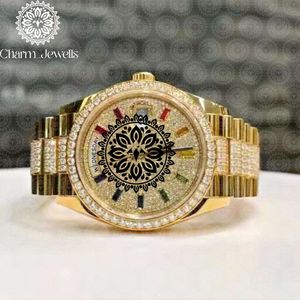 ชาร์ม จิวเวลส์นาฬิกาข้อมือผู้ชายสุดหรูสไตล์วินเทจสีทอง สายขนาด 20 มม. ตัวเรือนสีทองเหลือง กลไกจักรกล ปุ่มกด ตัวล็อคแบบซ่อน หน้าปัดอนาล็อก - Product Image 5