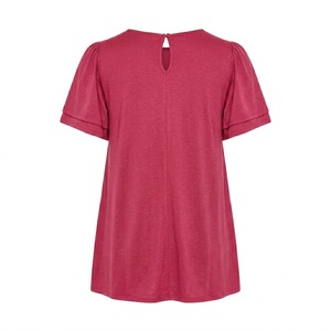 T-shirt rose personnalisé pour femme, coupe ample, séchage rapide, respirant, en polyester, haute qualité, couleur unie, idéal pour l'été. - Product Image 2