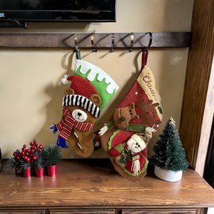 Iron Christmas <b>Stocking</b> <b>Holder</b> Set of 5: Fireplace Mantel Hooks feltsocks - Product Image 2