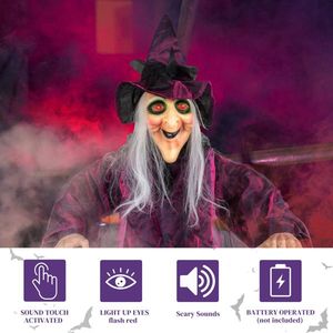 Decorazione di Halloween da 71 Pollici a Grandezza Naturale: Strega Parlante per un'Atmosfera Festiva Quotidiana - Product Image 4