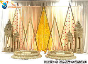 Haldi Theme Fiberglass Golden Urli Tub <b>Stool</b> Set Durable <b>Vintage</b> Modern Traditional Wedding Event Wholesale Export Quality - Product Image 2