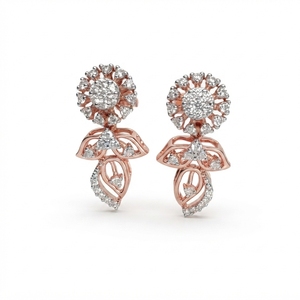 Women's Round Brilliant Cut Lab Grown Diamond <b>Stud</b> <b>Earrings</b> | 9K Rose Gold | IGI Certified | Wedding & Party Gift - Product Image 2