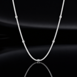 Collar de tenis de 10 quilates con diamantes cultivados en laboratorio, oro macizo de 14 quilates, corte radiante de cinco estaciones, joyería nupcial de lujo, joyas finas - Product Image 2