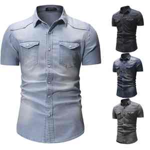 Camisa de mezclilla de alta calidad para hombre, de manga larga, antiarrugas, transpirable, con botones de cuerno oscuros, informal y formal, para cada ocasión. - Product Image 5