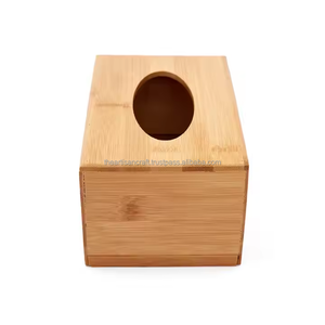 Caja de pañuelos de madera natural para interiores rústicos minimalistas y modernos Estuche de almacenamiento para cocina o escritorio con logotipo personalizado - Product Image 2