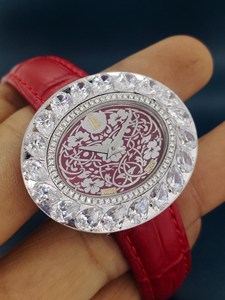 Reloj de Diamantes con Esfera Roja para Mujer |   Reloj con Diamantes Cultivados en Laboratorio |   Reloj de Lujo con Brillantes de Plata de Ley, Regalo - Product Image 4