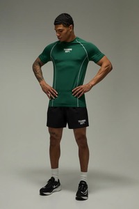 Camiseta deportiva de manga corta para hombre, ajustada, atlética, con cuello redondo, para entrenamiento, compresión, informal, top ajustado para hombre - Product Image 6