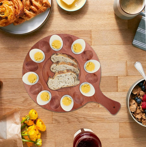 Bandeja de madera hecha a mano para huevos rellenos, estilo rústico, para desayuno, venta al por mayor - Product Image 6