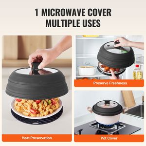 Tappetino Antispruzzi Pieghevole in Silicone Temperato per Microonde da 27,4 cm, Resistente al Calore fino a 260°C, Manicotti Protettivi per Alimenti - Product Image 2