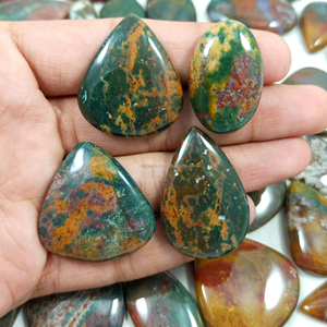 Pierres précieuses en vrac d'agate sanguine naturelle, cabochons ovales et en forme de poire, pierres polies pour la fabrication de bagues, pendentifs et bijoux - Product Image 4