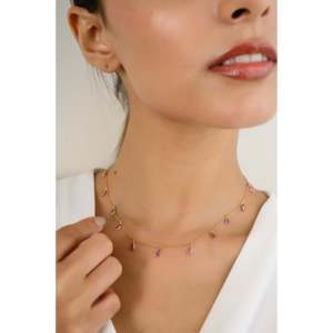 สร้อยคอเพชรทรงมาร์คีส์ VVS ทองคำ 18K สีเหลือง - Product Image 5