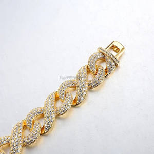 Wholesale 16mm Wide <b>Moissanite</b> Cuban Link <b>Bracelet</b> 14.28 TCW in 925 Sterling Silver HipHop Jewelry for Exporters - Product Image 3