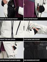 Veste de ski d'hiver imperméable à capuche blanche pour homme personnalisée avec fermeture éclair et poches pour les activités de plein air