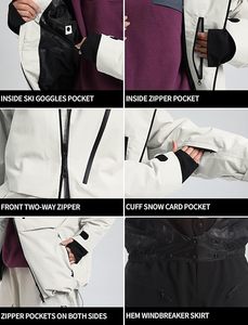 Chaqueta de Esquí Impermeable Blanca con Capucha para Hombre, Personalizada, con Cierre de Cremallera y Bolsillos para Actividades al Aire Libre - Product Image 5