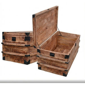 กล่องเก็บของไม้สไตล์โมเดิร์น ใช้เป็นโต๊ะกาแฟและตะกร้าผ้า กล่องตกแต่งสำหรับจัดเก็บในห้องนั่งเล่น - Product Image 5