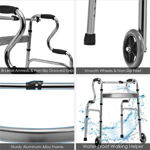 Deambulatore Pieghevole Grigio Comodo e Resistente con Regolazione dell'Altezza per Terapia di Riabilitazione Certificato TUV - Product Image 5