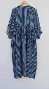 Vestido Midi de Algodón a Rayas con Botones para Mujer, Mangas Abullonadas, Corte Entallado, Colección Boutique Étnica Casual de Verano, Ecológico - Product Image 6