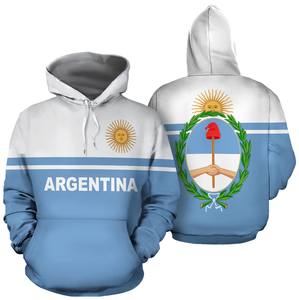 Sweat-shirt à capuche unisexe décontracté avec poche, imprimé drapeau argentin, tissu tricoté à séchage rapide, collection automne ODM - Product Image 1