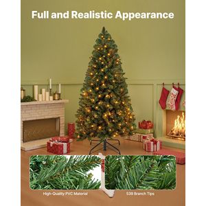 Albero di Natale Artificiale Preilluminato da 120 cm con 120 Luci LED Bianco Caldo, 8 Modalità di Illuminazione, Decorazione Festiva Completa con 539 Modalità - Product Image 3