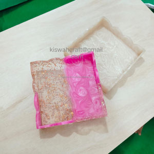 Bols de service jetables à la mode de plateau carré de résine bleue faite à la main de salade pour l'hôtel et les accessoires décoratifs à la maison - Product Image 5