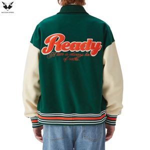 Wholesale OEM Custom Leather Sleeve Varsity Jacket Blank Vintage Latest Style Thick Wool Winter Mens Varsity Bomber Jackets - Product Image 2