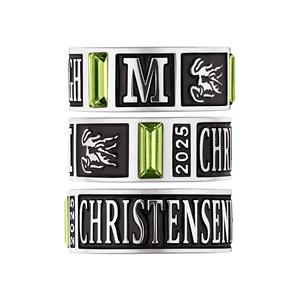 Bague de classe personnalisée en argent sterling 925 pour homme avec pierres de naissance taille baguette – Bague de remise de diplôme personnalisée pour le lycée et l'université - Product Image 3