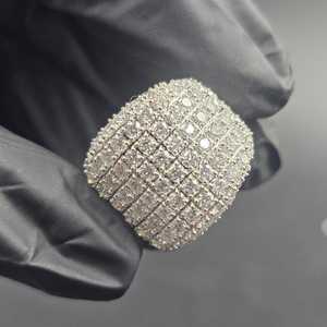 Anillo de Moissanita con Corte Redondo y Diamantes Agrupados, Plata 925 Original, Joyería Fina Estilo Hip Hop, Regalo para Aniversario, Fiesta, para Amigos - Product Image 4