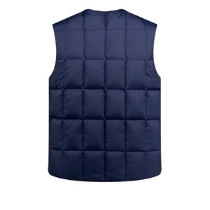 Gilet matelassé sans manches pour homme ASTURBAN WEAR, col en V, bleu marine, poche zippée, imperméable, réversible, vêtement d'extérieur décontracté d'hiver, couleur unie - Product Image 2