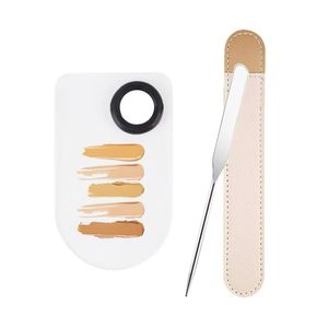 Acrylic Makeup Palette and Spatula Set With Leather Pouch Professional <b>Foundation</b> Mixing Tool Transparent Blending Kit - Product Image 2