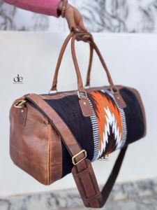 Bolsos de Viaje Grandes de Cuero Genuino con Diseño Azteca Estilo Vintage, Última Llegada 2026, Patrón Occidental, Multiusos - Product Image 2